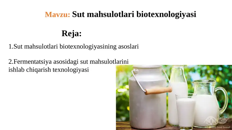 Sut mahsulotlari biotexnologiyasi
