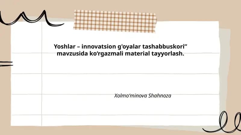 Yoshlar – innovatsion g'oyalar tashabbuskori