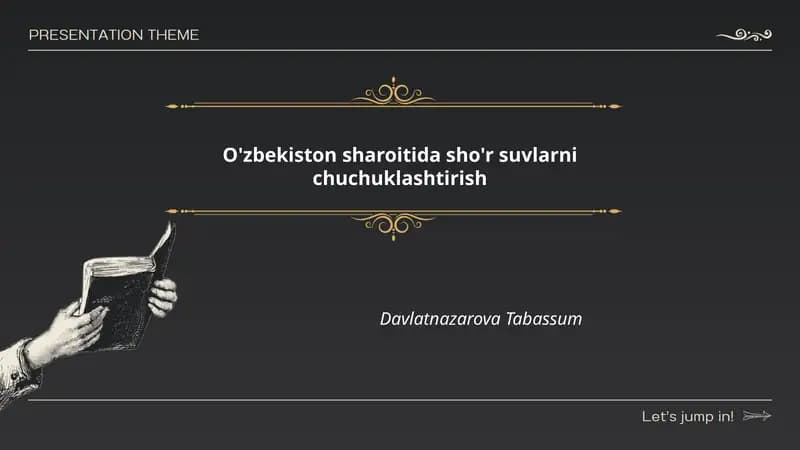 O'zbekiston sharoitida sho'r suvlarni chuchuklashtirish
