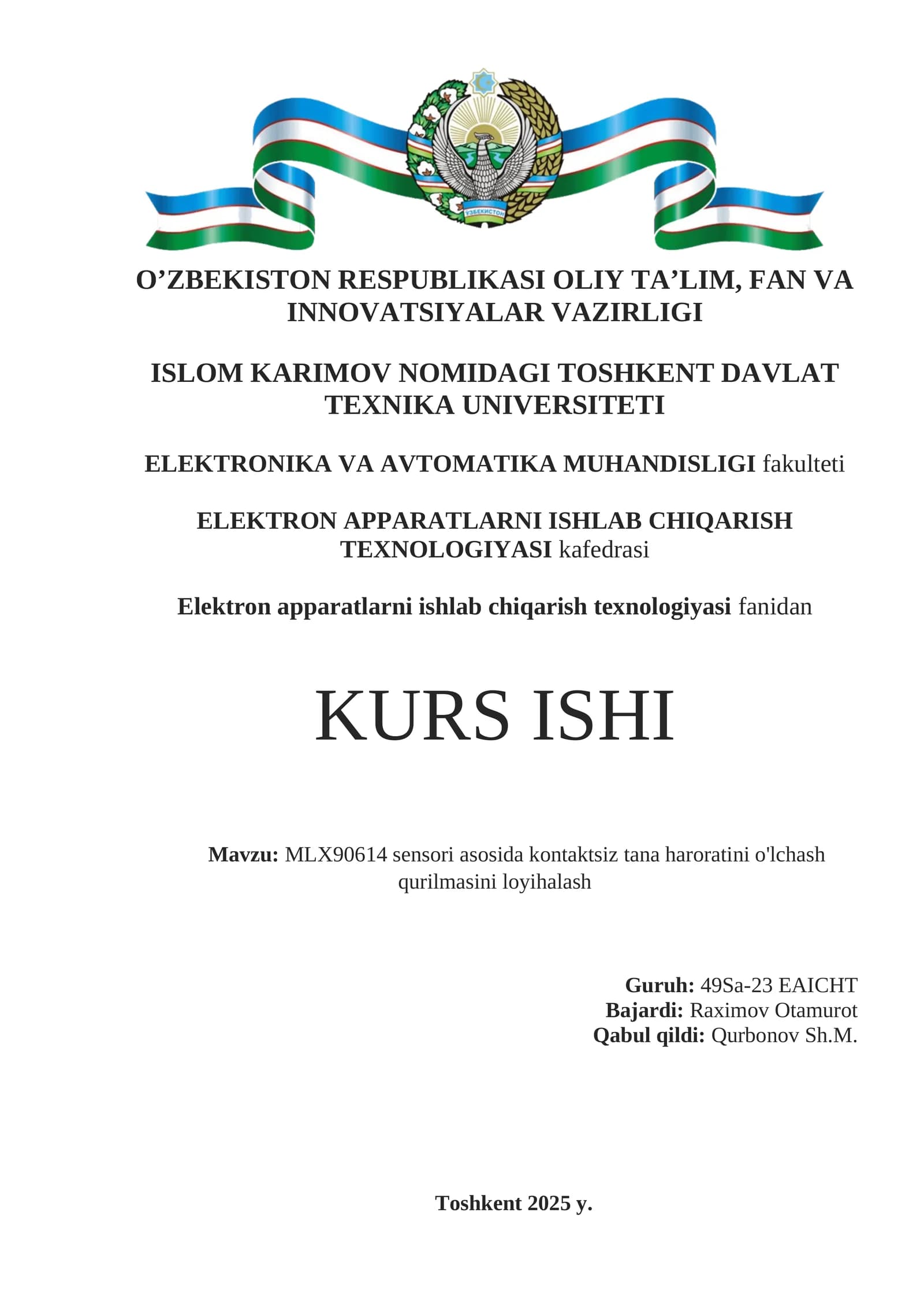 Kontaktsiz tana harorati olchash qurilmasi