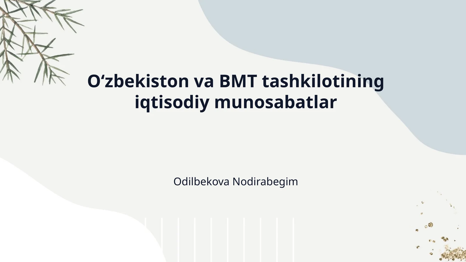 O‘zbekiston va BMT tashkilotining iqtisodiy munosabatlar