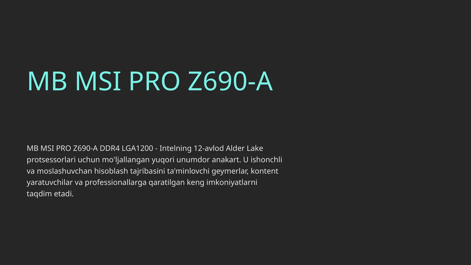 MB MSI PRO Z690-A