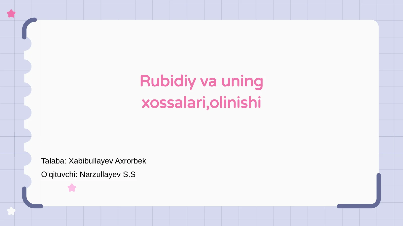 Rubidiy va uning xossalari,olinishi