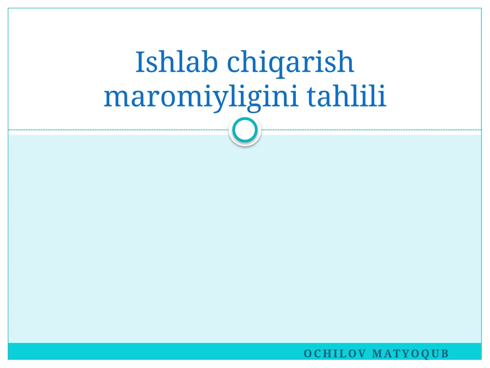 Ishlabchiqarish maromiyligi ni tahli li