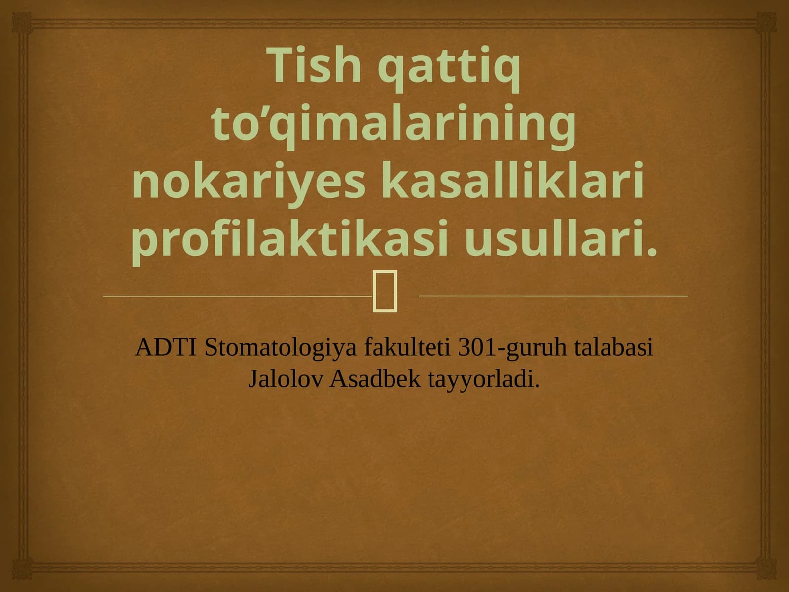 Tish qattiq to’qimalarining nokariyes kasalliklari  profilaktikasi usullari.
