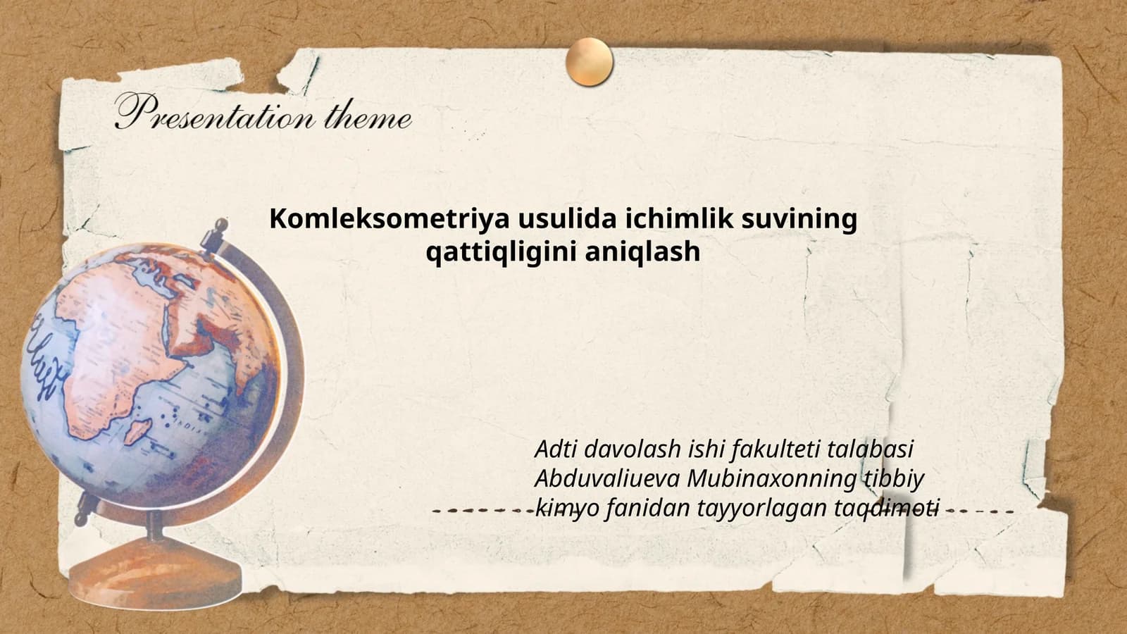 Komleksometriya usulida ichimlik suvining qattiqligini aniqlash