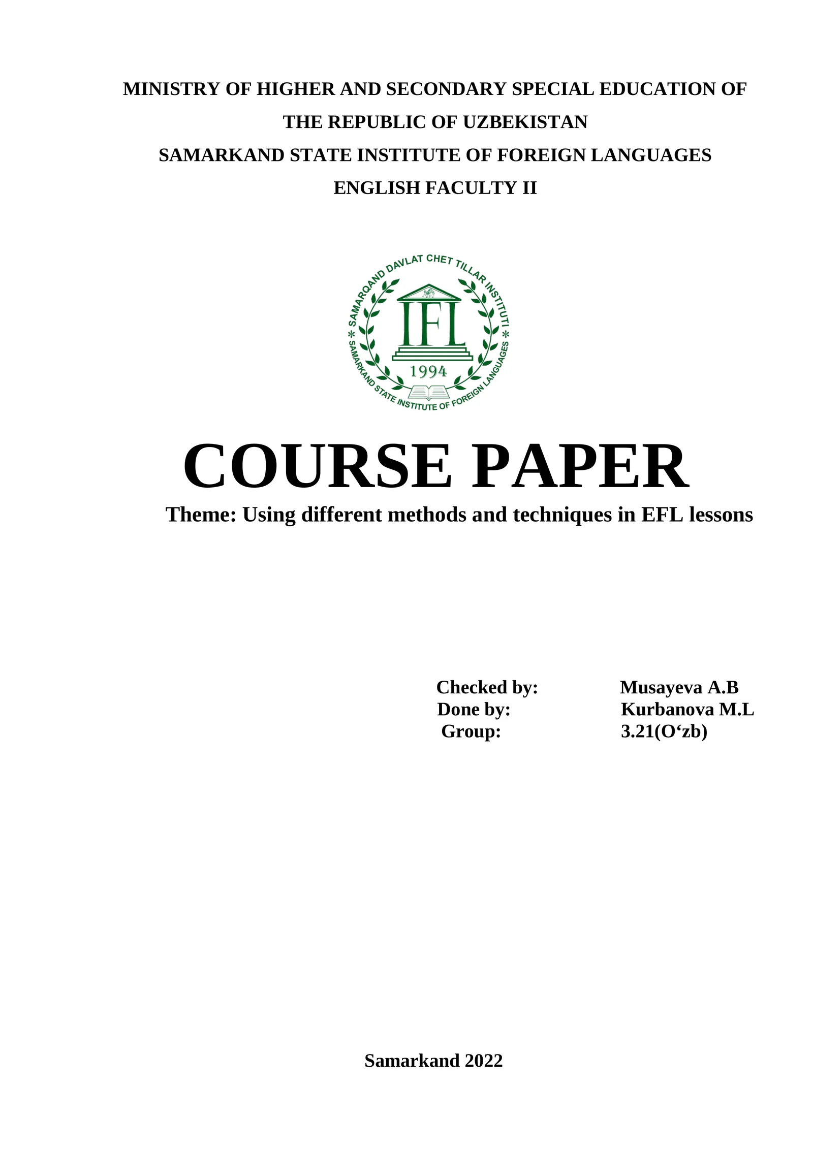 Using different methods and techniques in EFL lessons