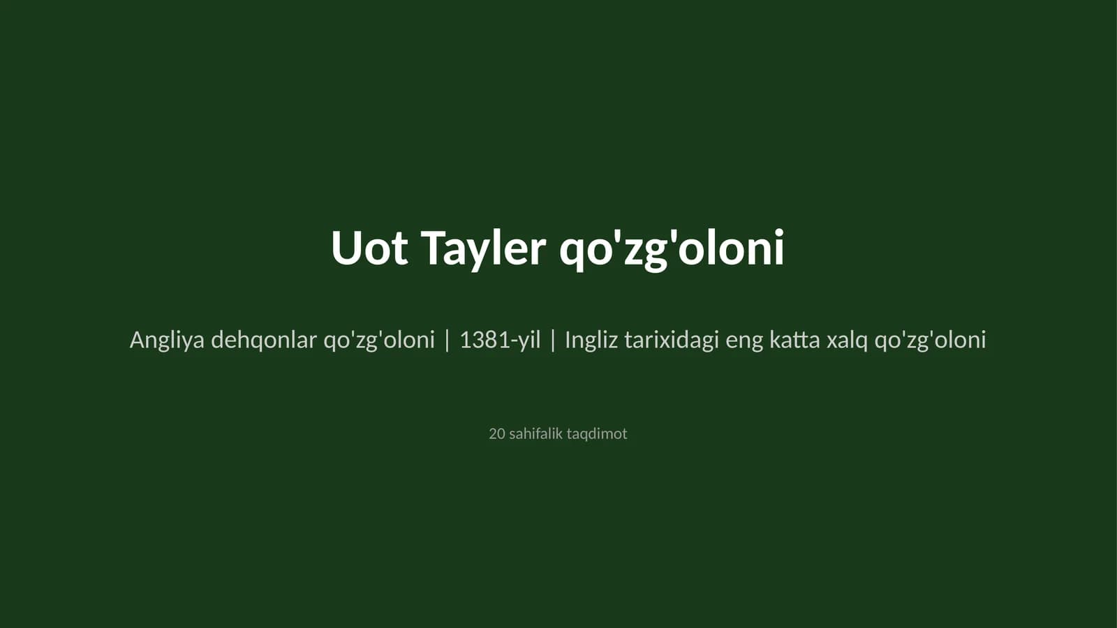 Uot Tayler qo'zg'oloni