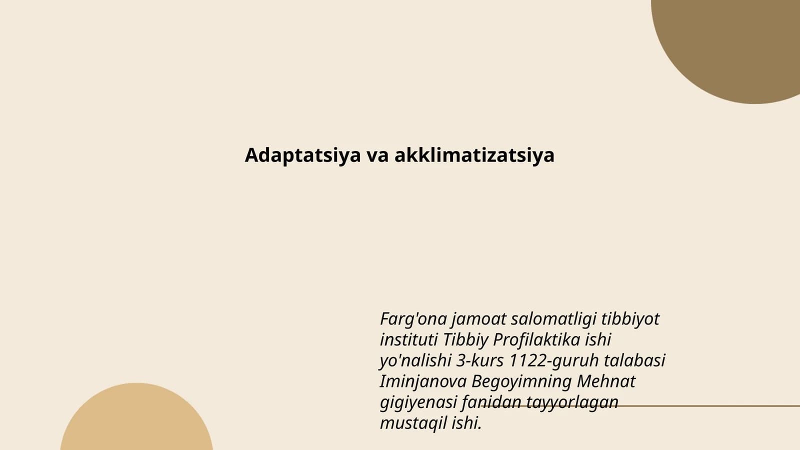 Adaptatsiya va akklimatizatsiya