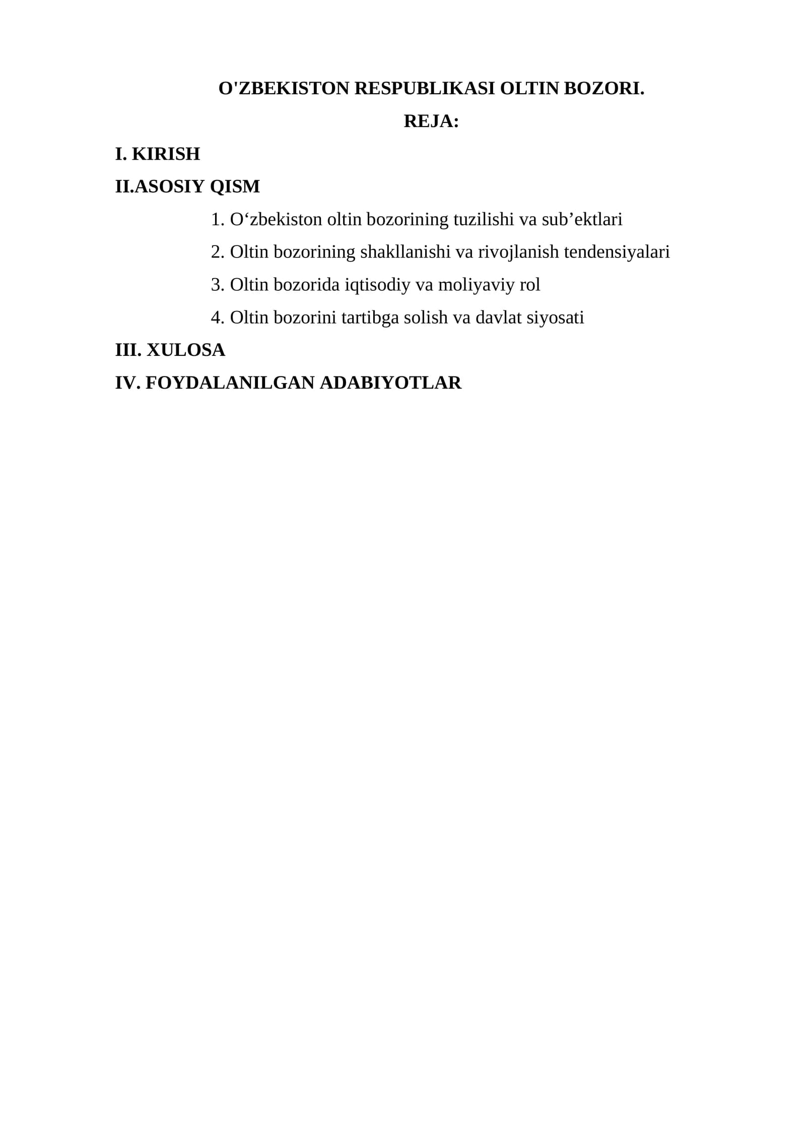 O'zbekiston respublikasi Oltin bozori
