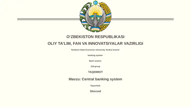 Central banking system