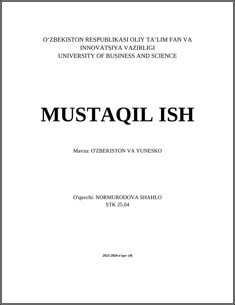 O'ZBEKISTON VA YUNESKO