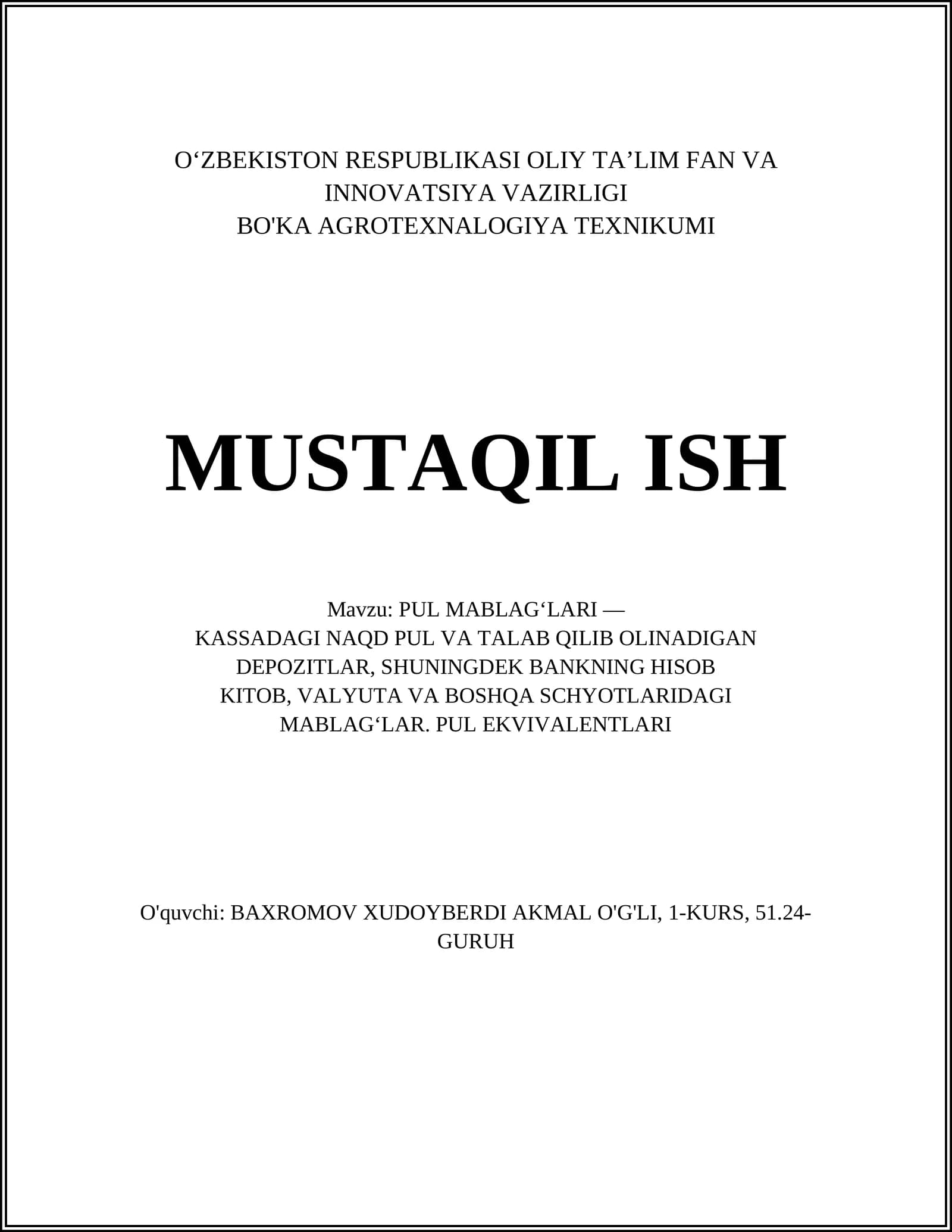 PUL MABLAG‘LARI