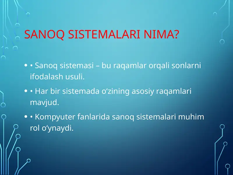 Sanoq sistemalari nima?