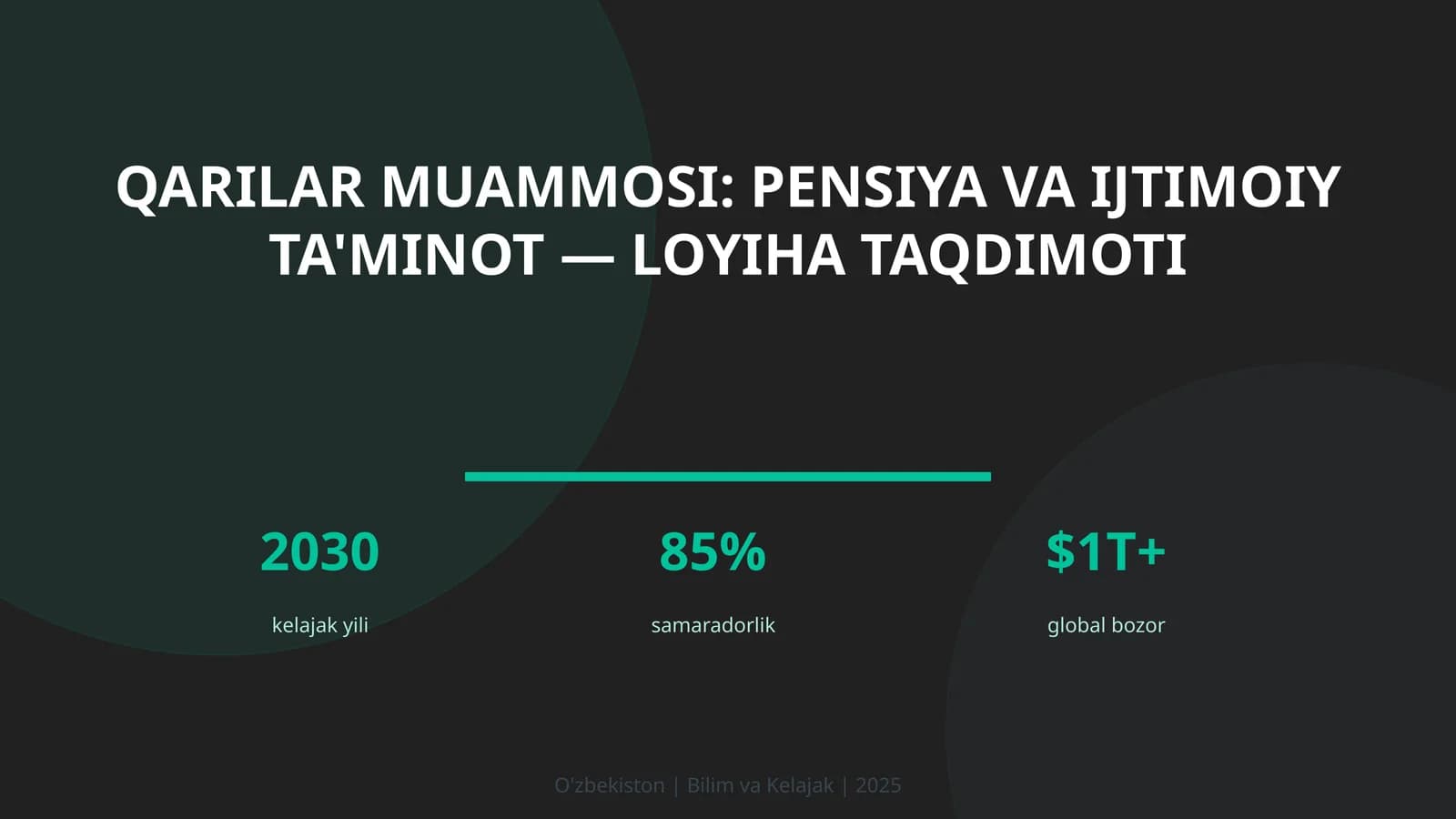 Qarilar muammosi: pensiya va ijtimoiy ta'minot — loyiha taqdimoti