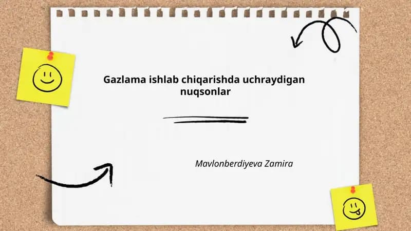 Gazlama ishlab chiqarishda uchraydigan nuqsonlar