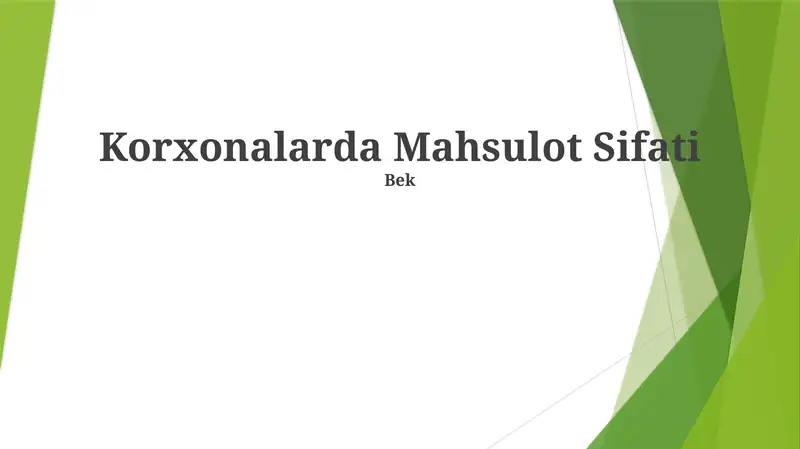 Mahsulot Sifati
