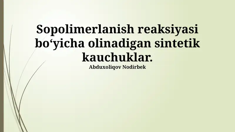 Sintetik Kauchuklar
