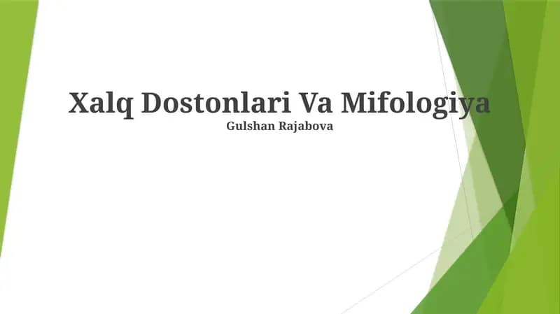 Xalq Dostonlari Va Mifologiya
