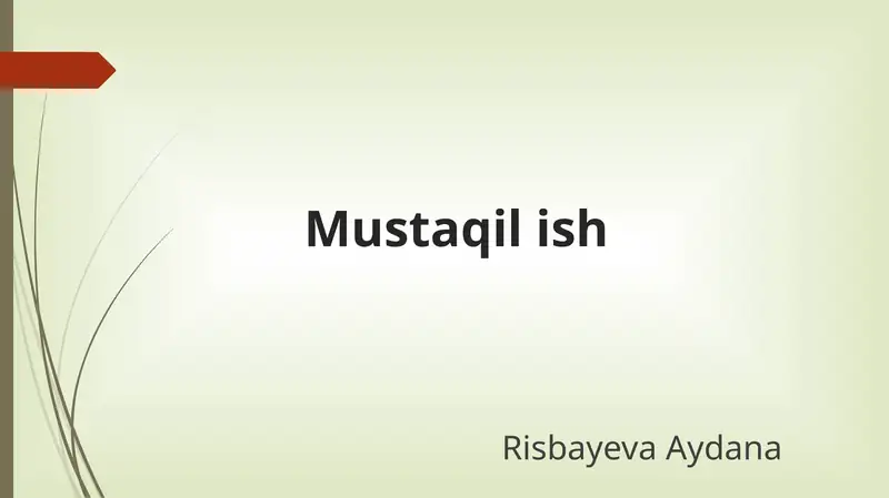 Kimyo Mustaqil ta'lim