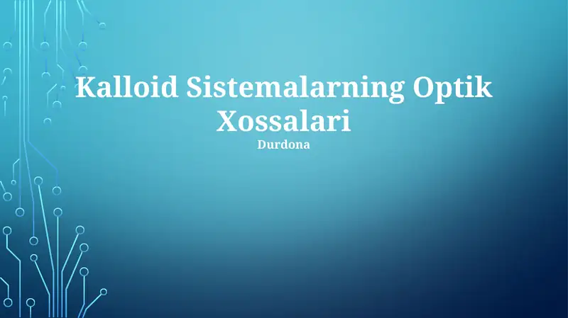 Kalloid Sistemalarning Optik Xossalari