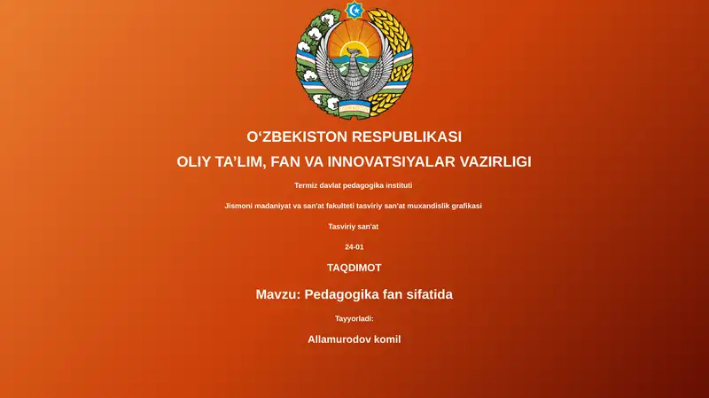 Pedagogika fan sifatida
