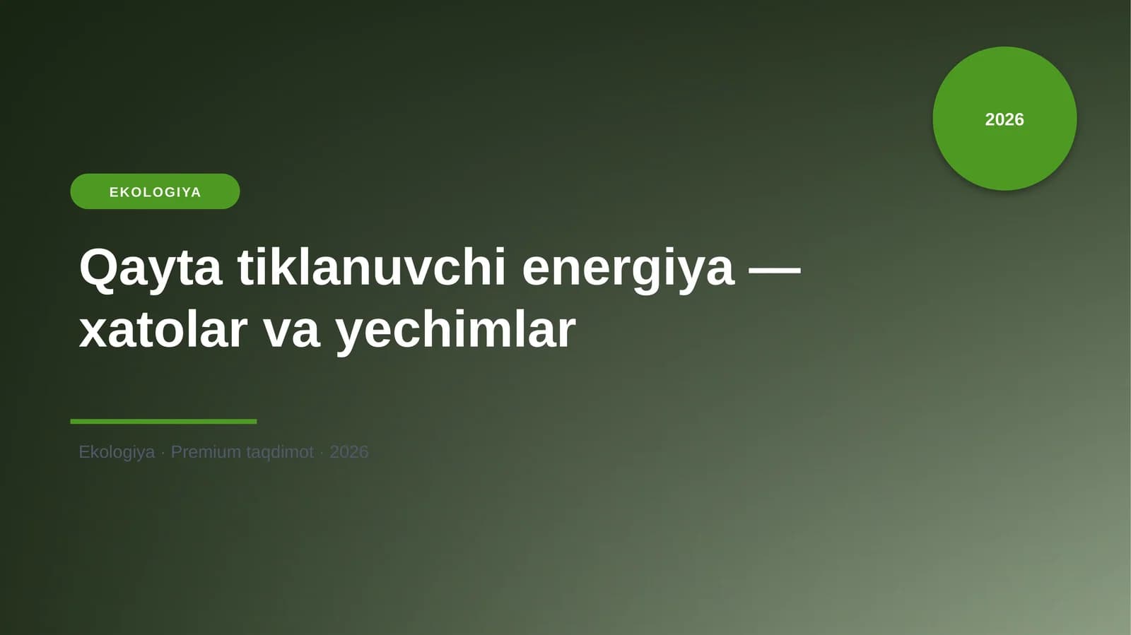 Qayta tiklanuvchi energiya — xatolar va yechimlar