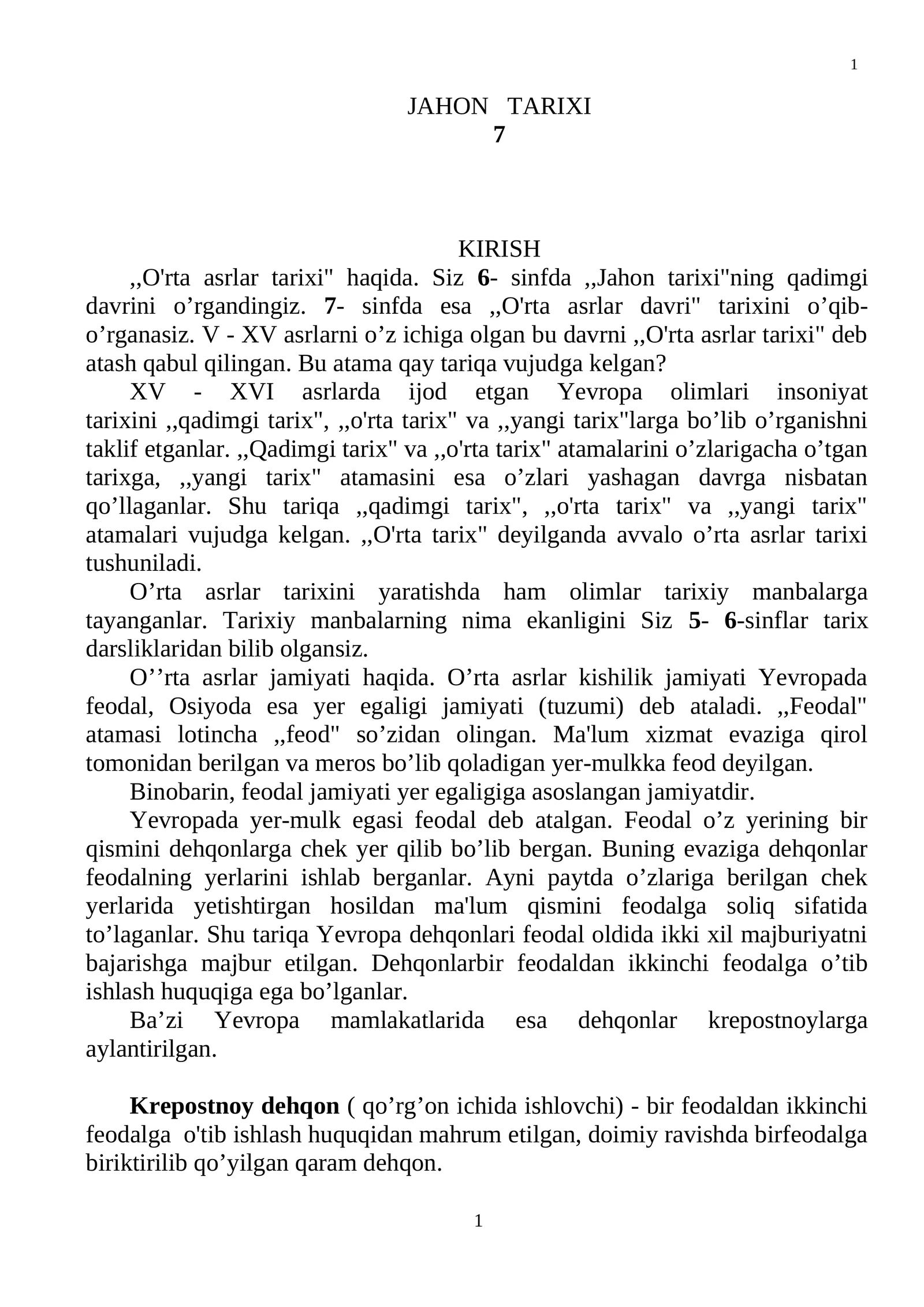 O'rta asrlar tarixi