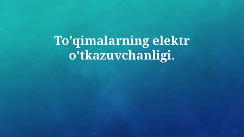 To'qimalarning elektr o'tkazuvchanligi