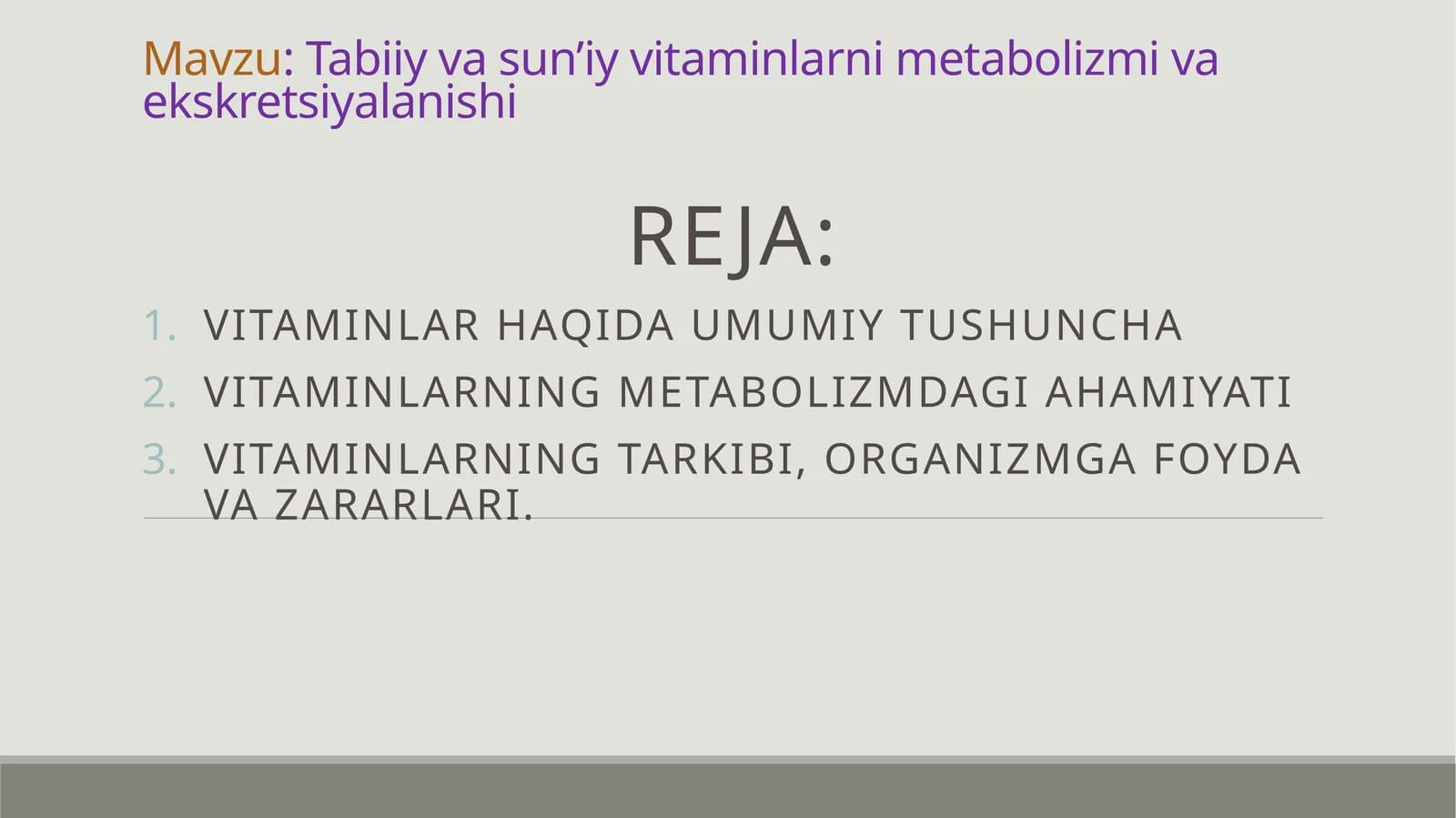 Vitaminlar haqida umumiy tushuncha