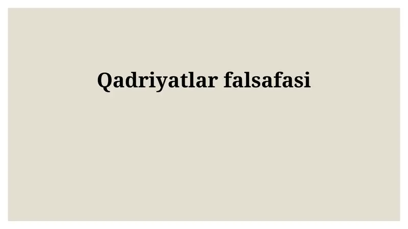 Qadriyatlar falsafasi