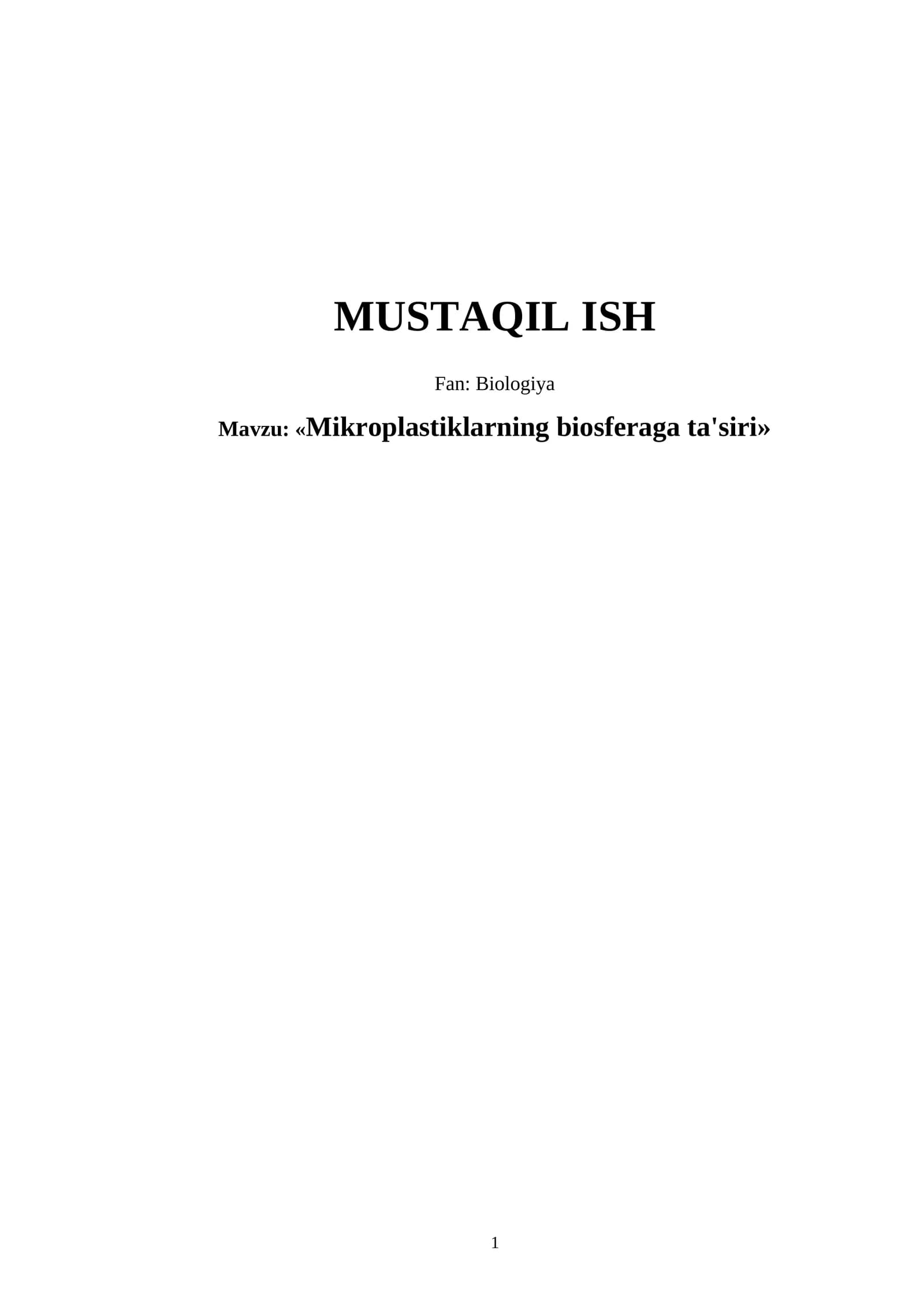 Mikroplastiklarning biosferaga ta'siri
