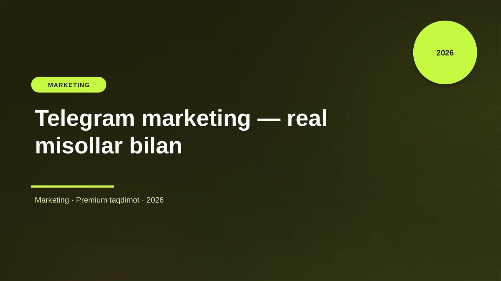 Telegram marketing — real misollar bilan