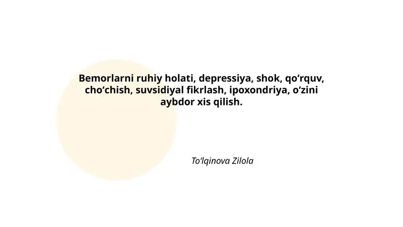 Bemorlarning ruhiy holatini baholash mezonlari