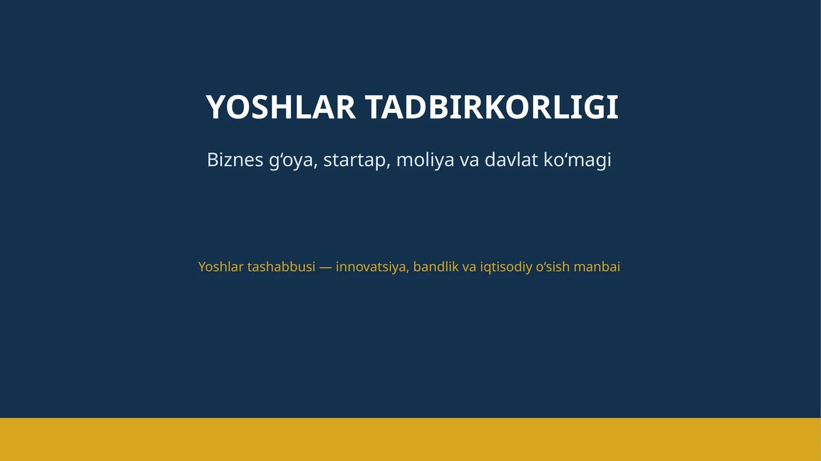YOSHLAR TADBIRKORLIGI