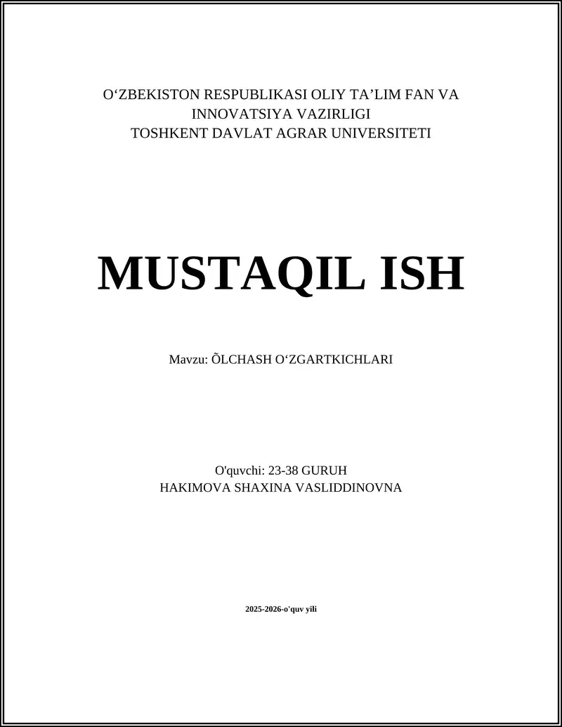 Oʻlchash oʻzgartkichlari turlari