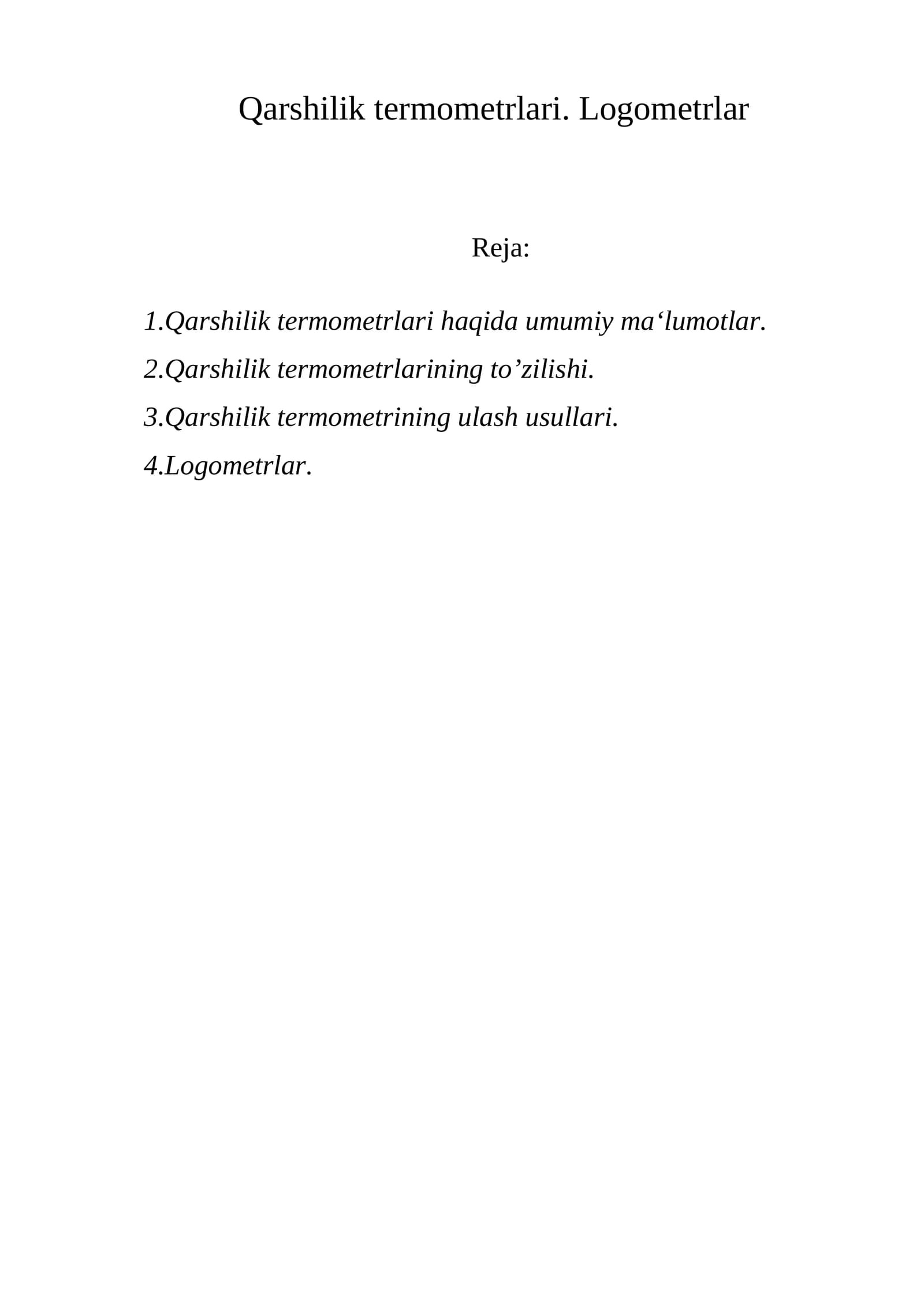 Qarshilik termometrlari. Logometrlar