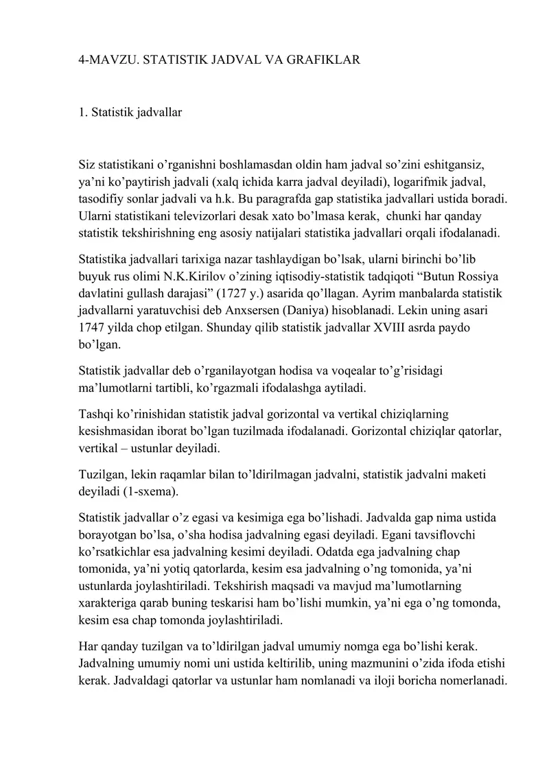 Statistik jadval va grafiklar