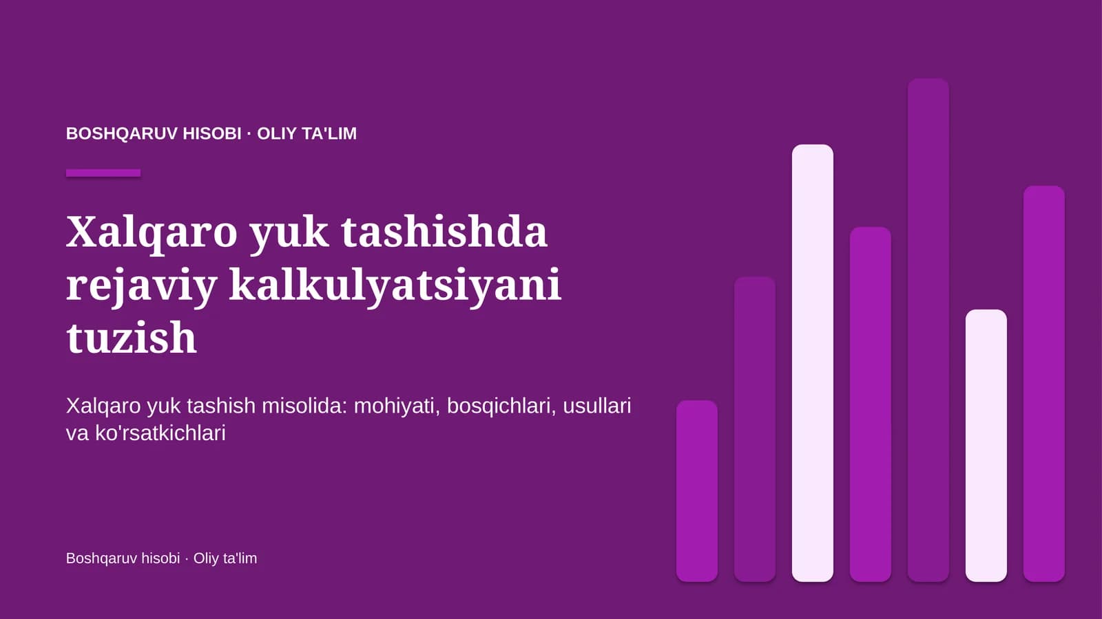 xalqaro yuk tashishda rejaviy kalkulyatsiyani tuzish 8669
