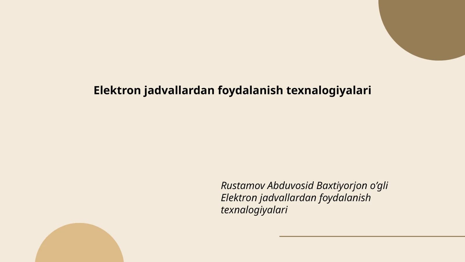 Elektron jadvallardan foydalanish texnalogiyalari