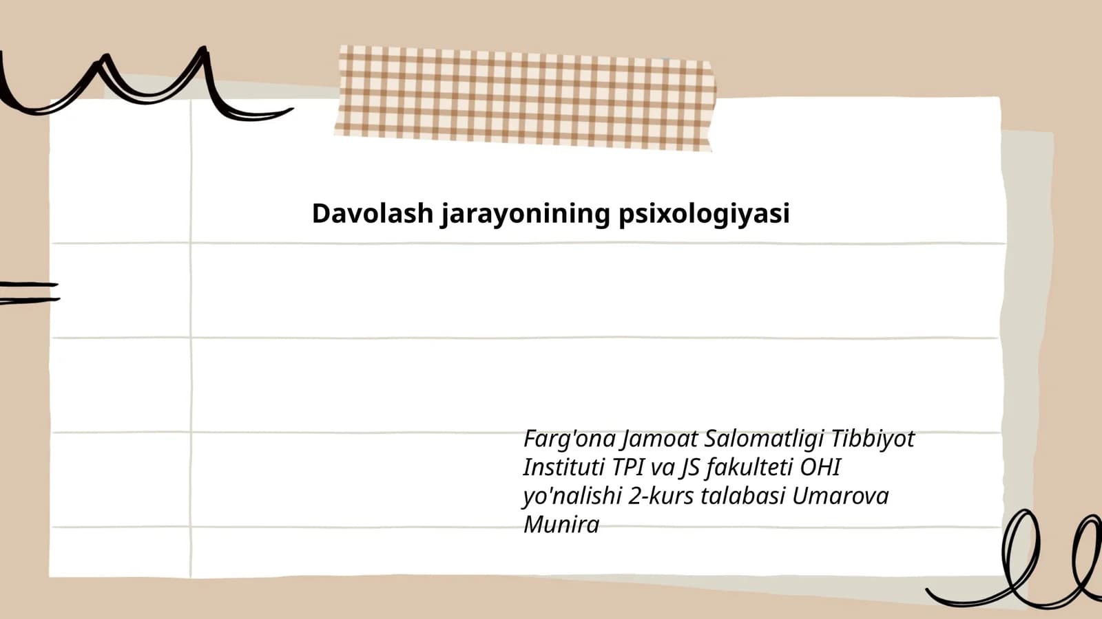 Davolash jarayonining psixologiyasi