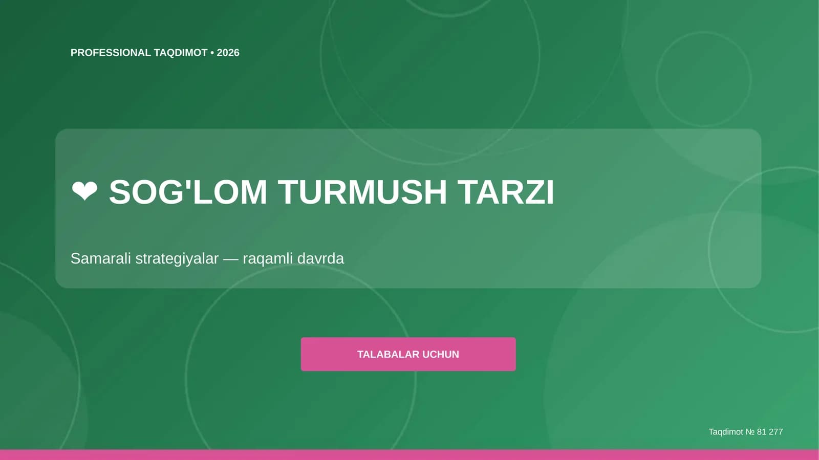 PROFESSIONAL TAQDIMOT • 2026