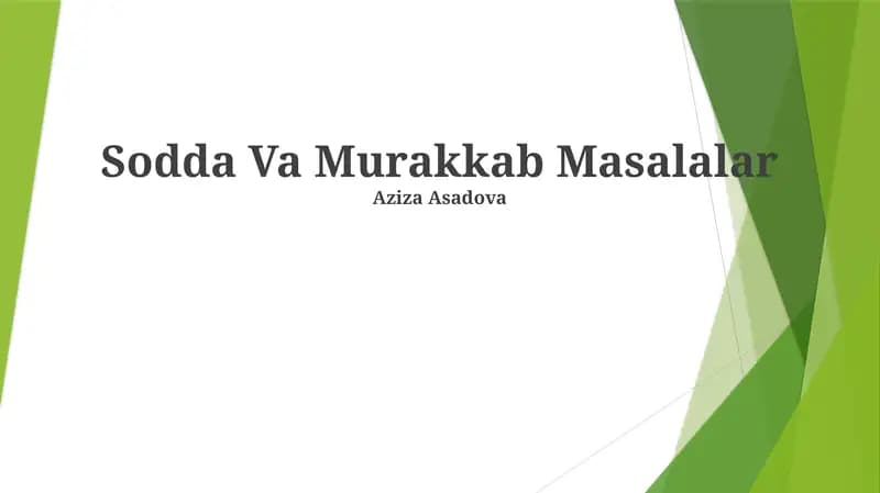 Sodda Va Murakkab Masalalar