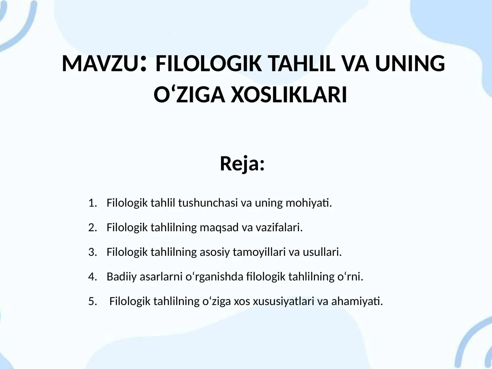 FILOLOGIK TAHLIL VA UNING O‘ZIGA XOSLIKLARI