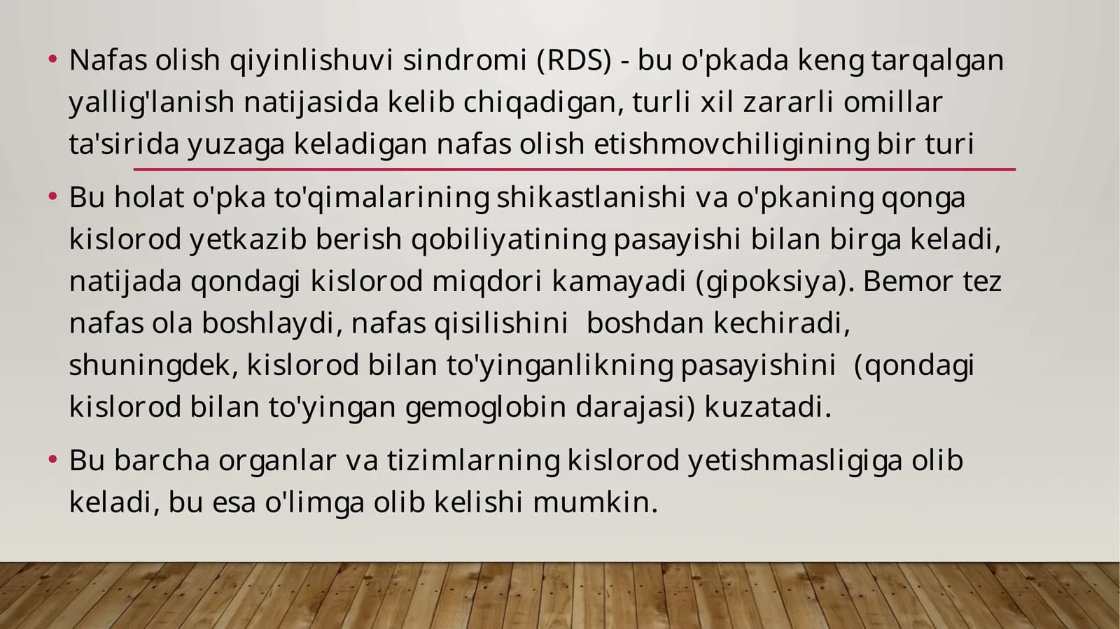 Nafas olish qiyinlishuvi sindromi (RDS)