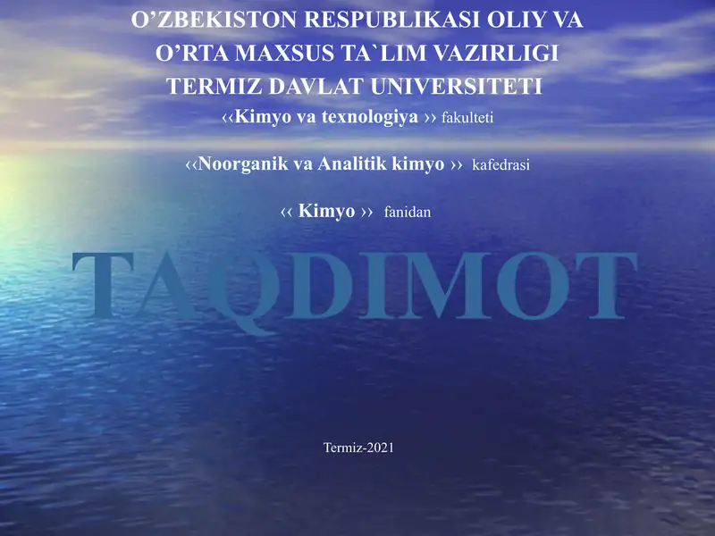 VI B guruh elementlari.  Xrom  va uning birikmalari.