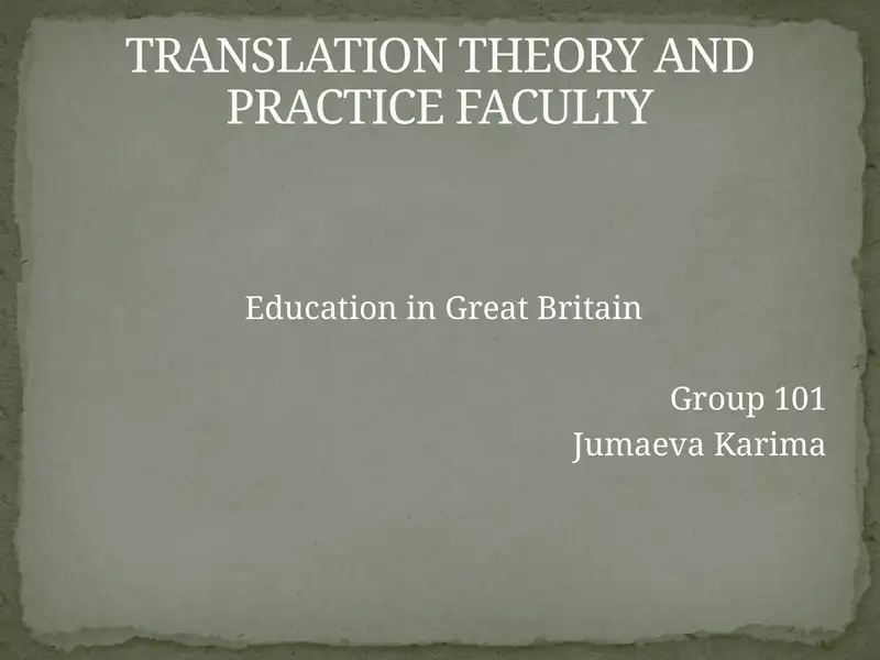 TRANSLATION THEORY AND PRACTICE FACULTY