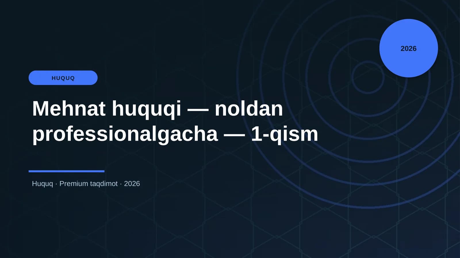Mehnat huquqi — noldan professionalgacha — 1-qism