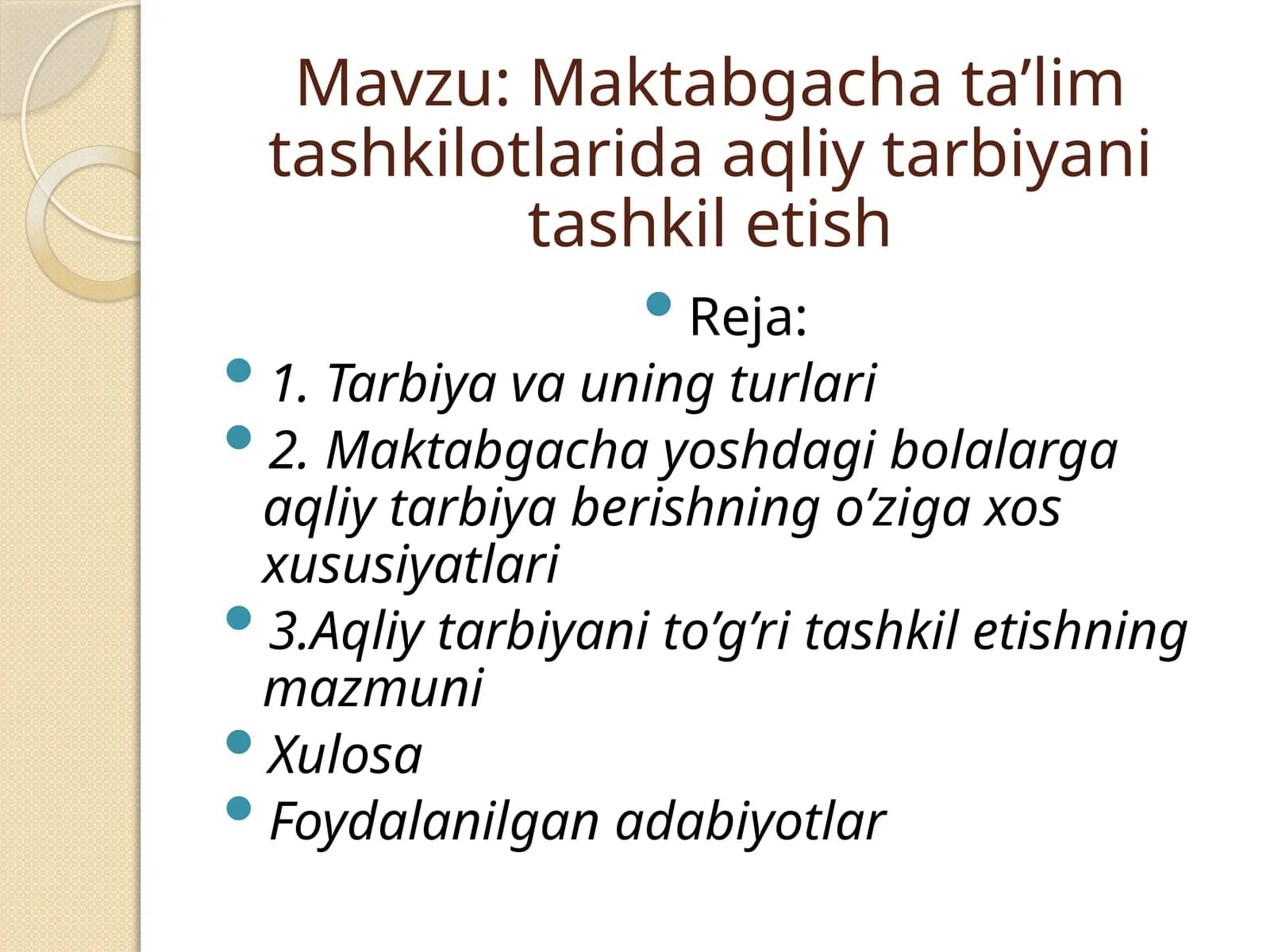 Maktabgachata’limtashkilotlaridaaqliytarbiyanitashkiletish