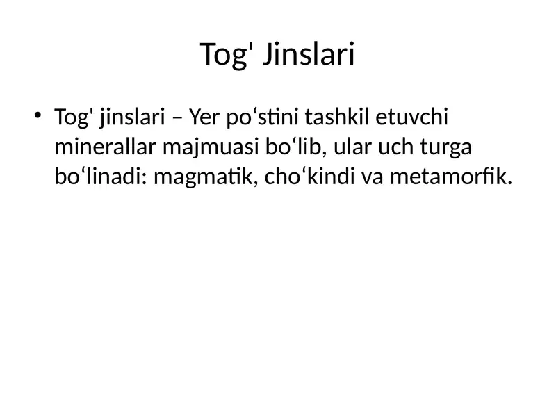 Tog' Jinslari